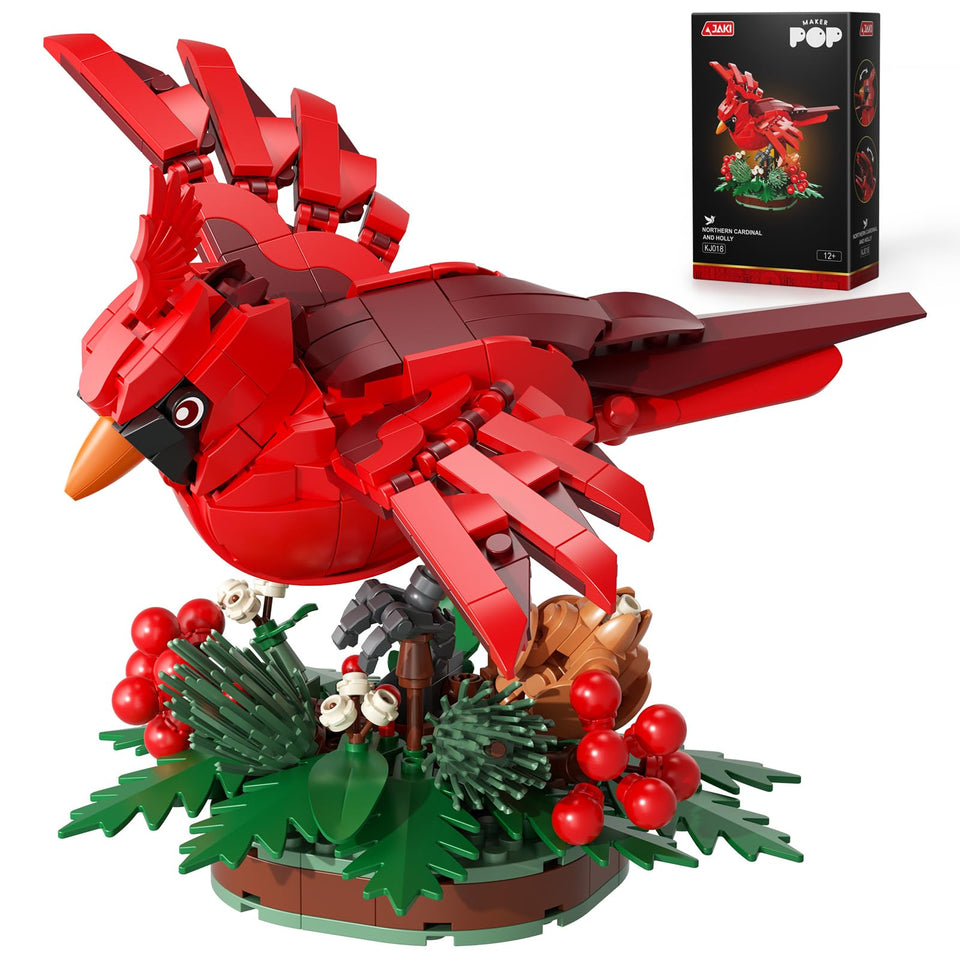 JAKI Northern Cardinal model with lifelike red plumage for display