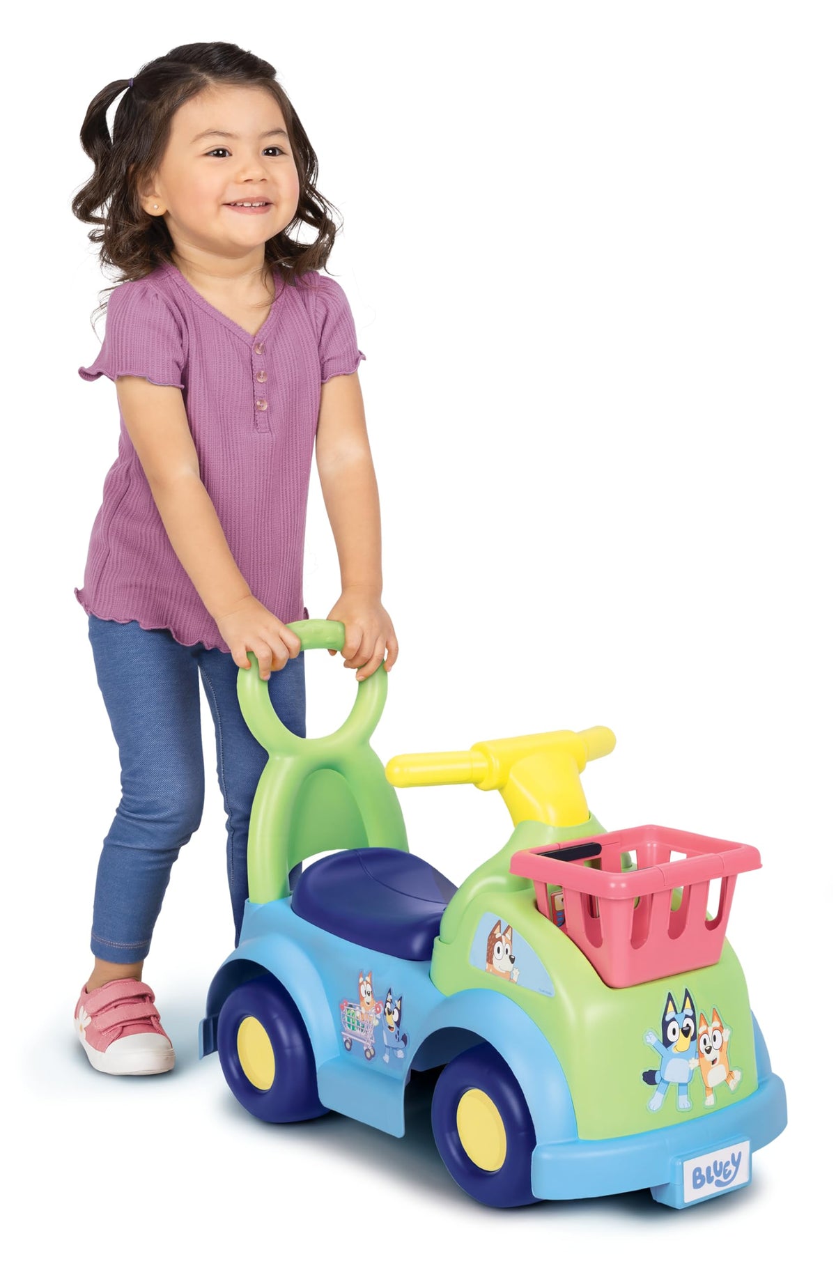 Colorful graphics on Bluey ride on boost visual appeal and kid-friendly vibe.