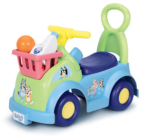 JAKKS Pacific Bluey Shopping Cart Ride On front view invites imaginative play and easy steering.