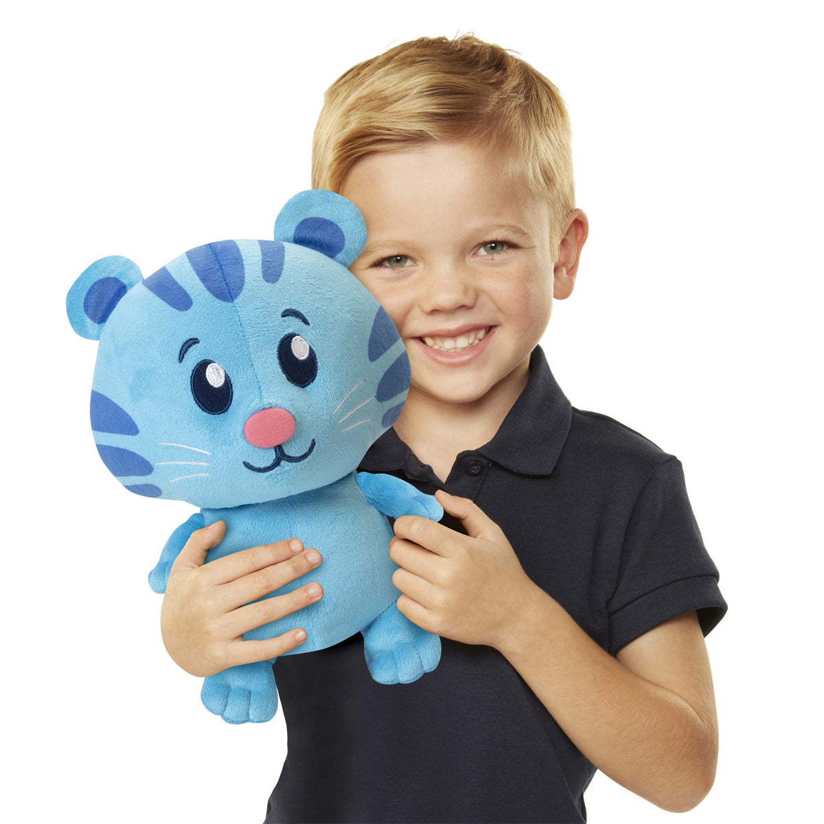 JAKKS Pacific Tigey plush left-hand press reveals Daniel Tiger phrases for comforting play.