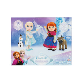 Fold-down dress-up outfits for Elsa and Anna included in the set