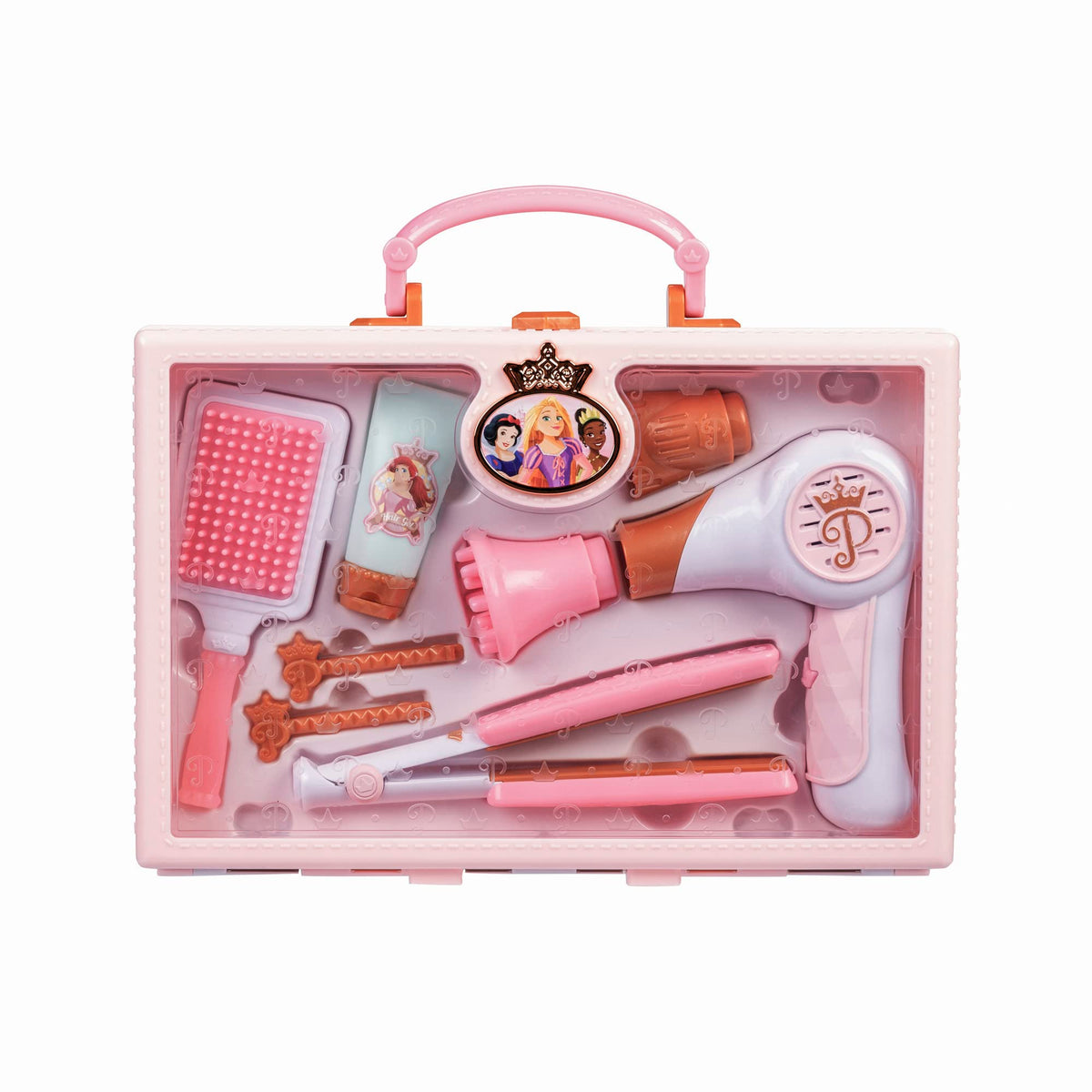 JAKKS Pacific Disney Princess Style pretend hair dryer with foldable handle.