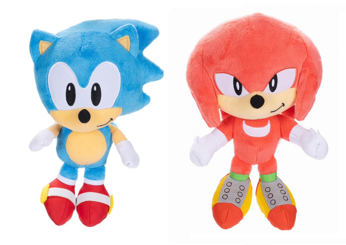 JAKKS Pacific Sonic and Knuckles 9-inch plush duo, cuddly collectibles for playtime and display