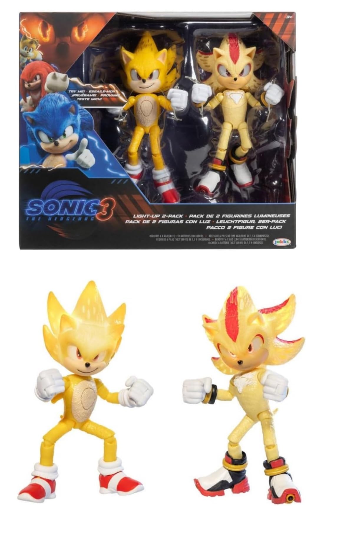 JAKKS Pacific Sonic Shadow light-up battle pack eyes illuminate for dramatic display.