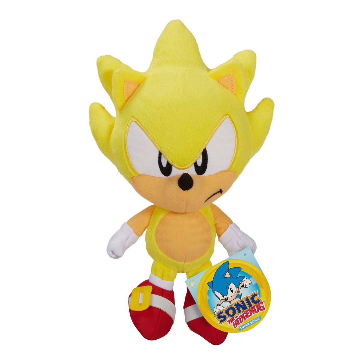 JAKKS Pacific Sonic the Hedgehog Super Sonic plush, front view, soft premium fabric