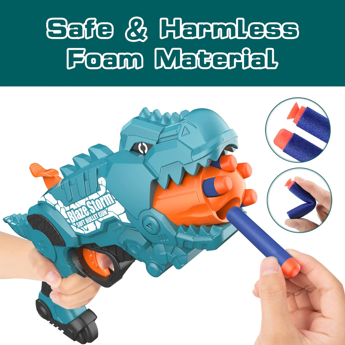 JakMean Dinosquad pump-action blaster with quick reload capability.