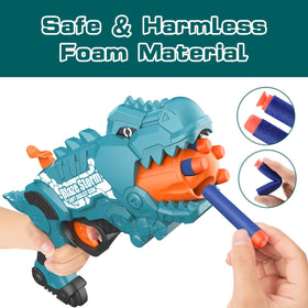 JakMean Dinosquad pump-action blaster with quick reload capability.