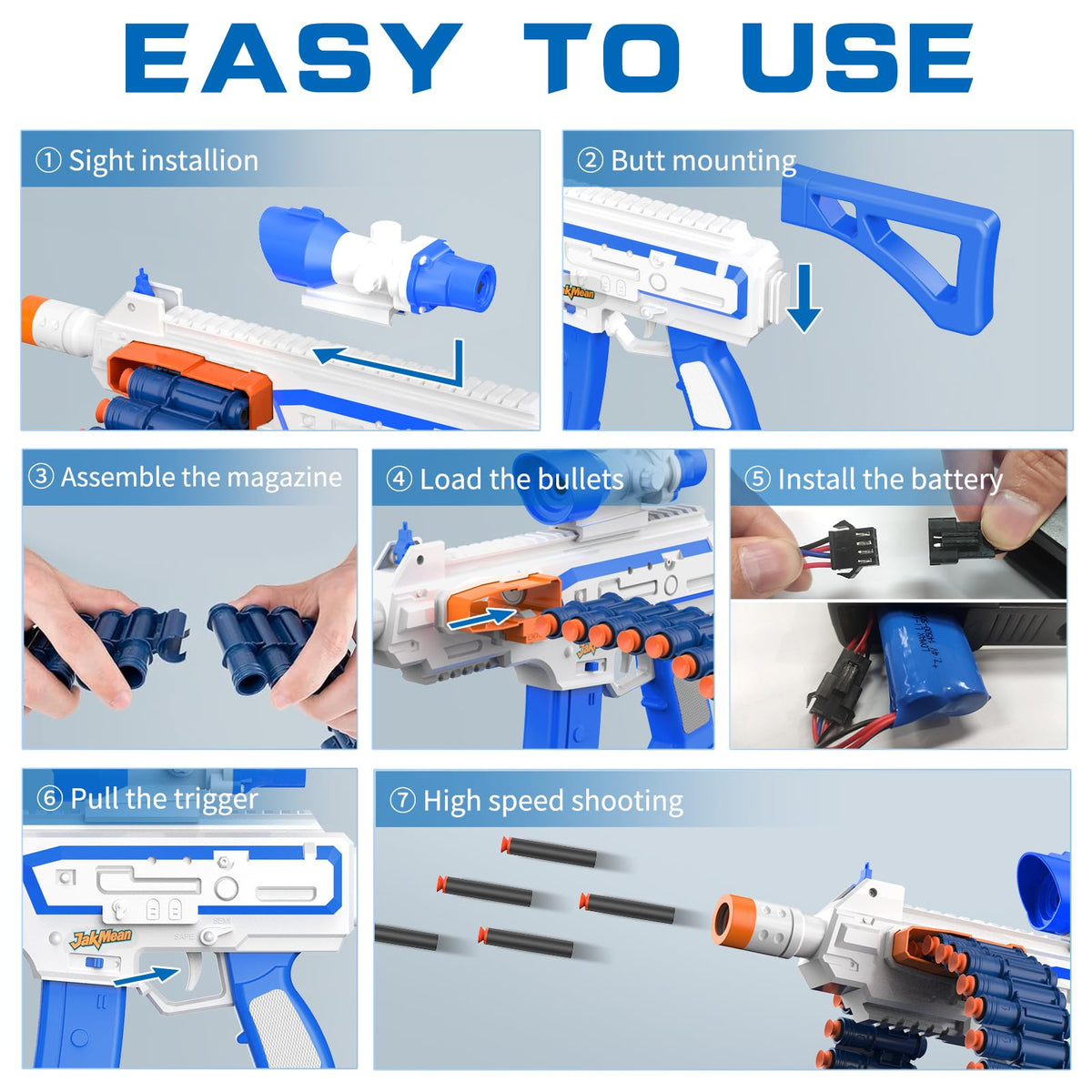JakMean 100 foam darts bundle for extended outdoor foam battles
