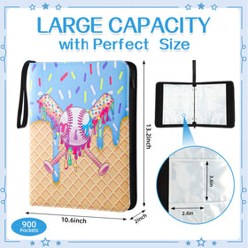 Jaloro Ice Cream Binder pocket layout highlights 900-card capacity and viewing sleeves.