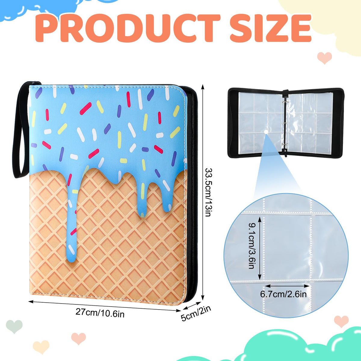 Jaloro Ice Cream Drip binder pages open for easy card viewing.
