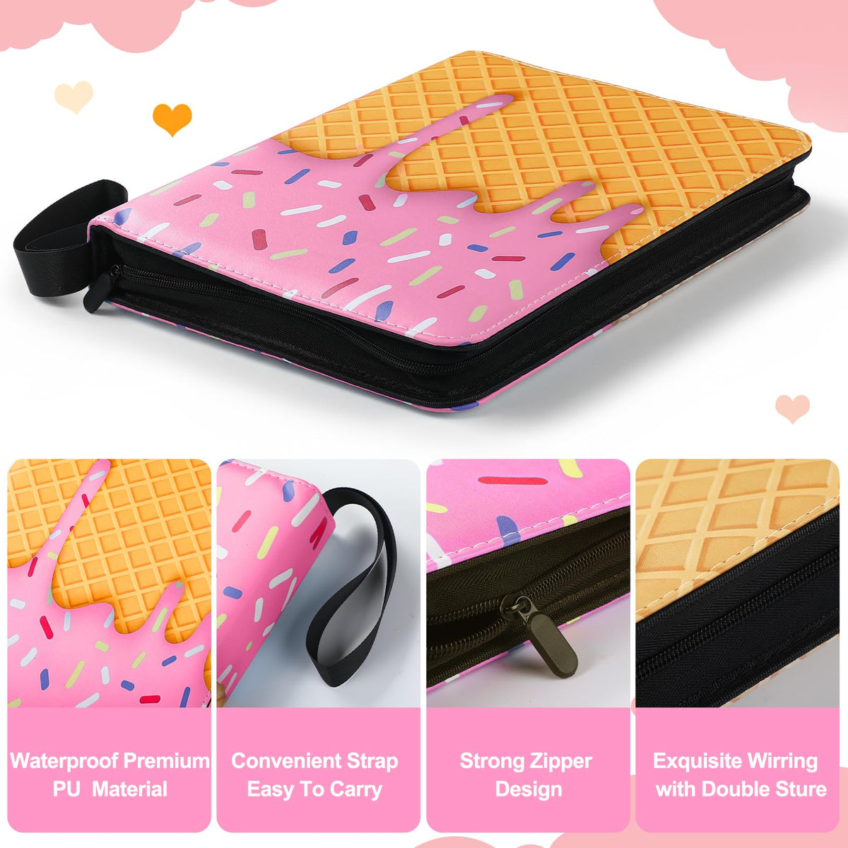 Jaloro Ice Cream Drip binder 900-pocket inside enables easy access.