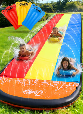 JAMBO 16ft slip splash slide with wide lanes for simultaneous fun.