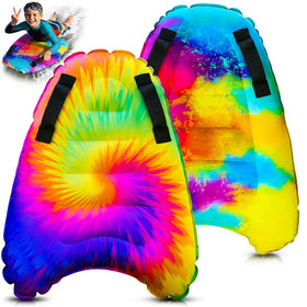 JAMBO 2-pack inflatable surf body boards with handles for safe water play.