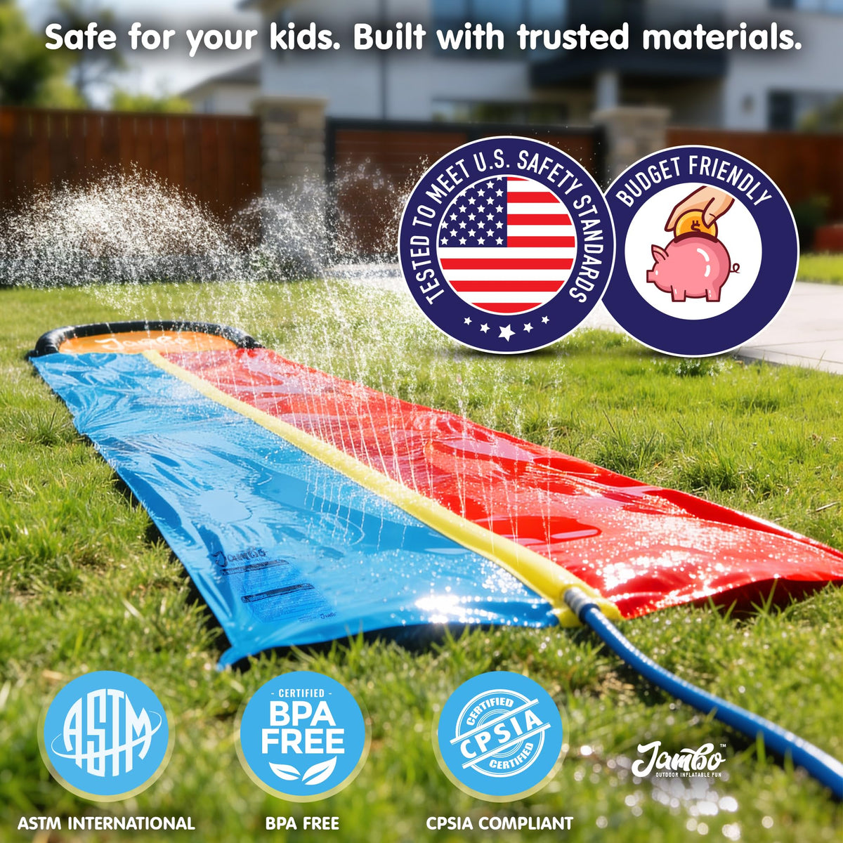Slide folded for compact storage after summer fun