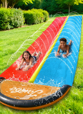 JAMBO Premium slip splash and slide front view ready for backyard fun