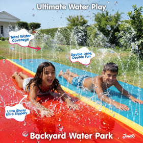 JAMBO central sprinkler system provides full water coverage for a wetter ride