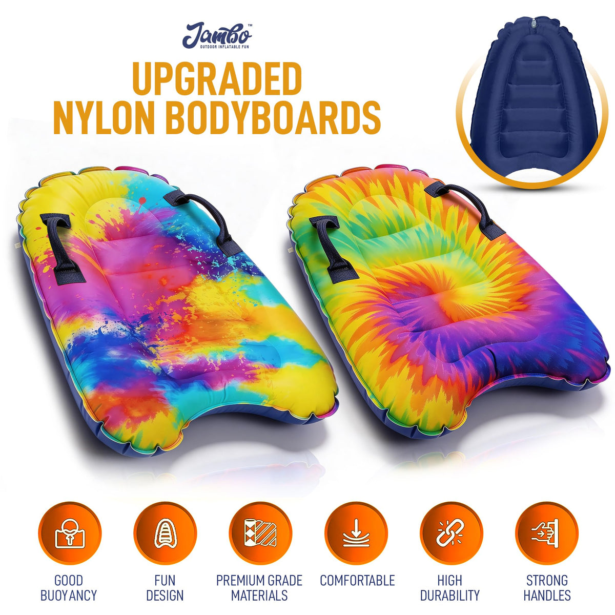 JAMBO boards for pool, lake, and water slide adventures.
