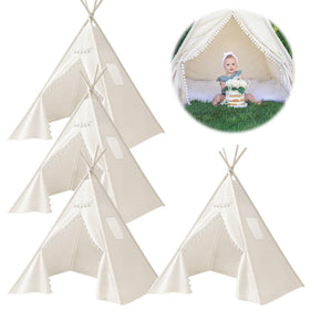 Jamceoceo four-piece teepee tent kit for kids, easy setup and imaginative play