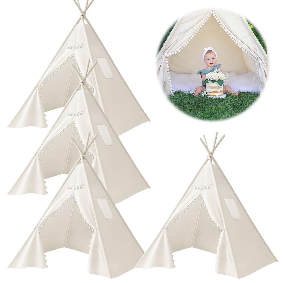 Jamceoceo four-piece teepee tent kit for kids, easy setup and imaginative play