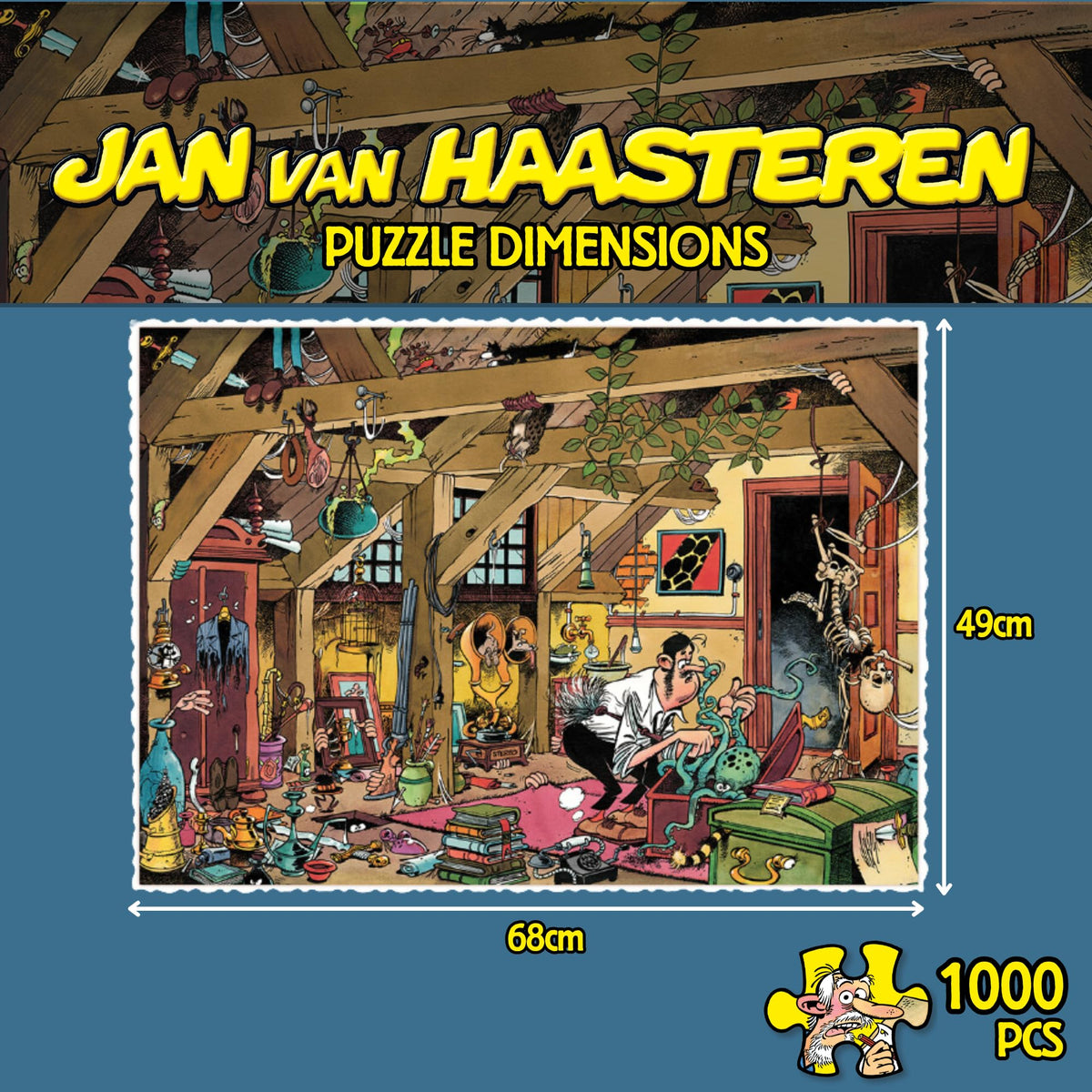 Jan van Haasteren Oldtimers Baron van Tast Tot Zeveres scene, intricate detail for fans.