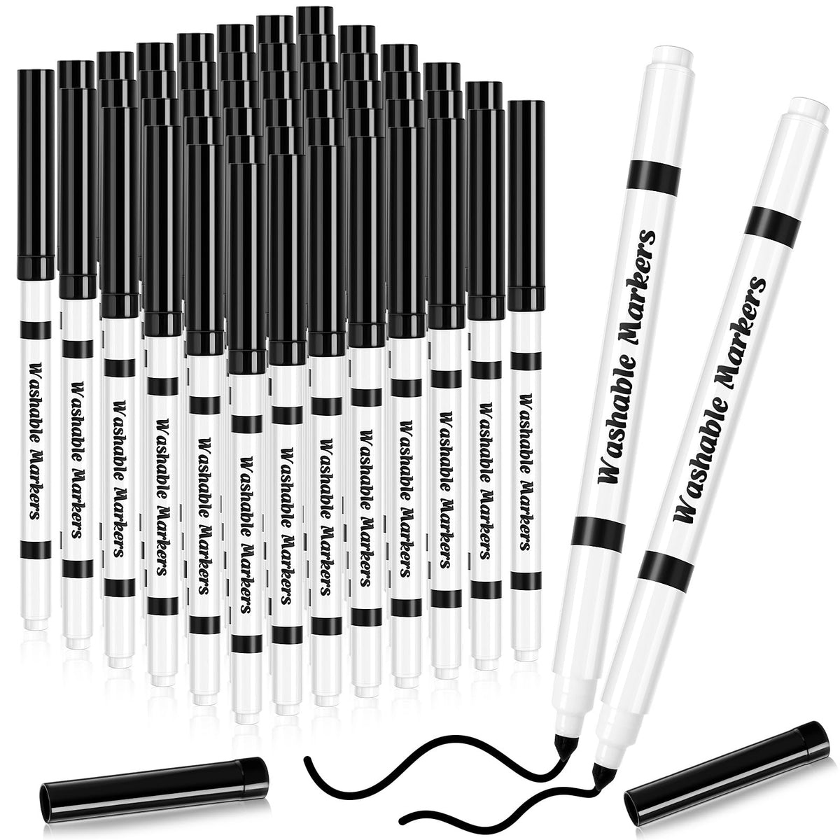 Janlaugh 48-pack line washable markers with black fine tips for precise lines