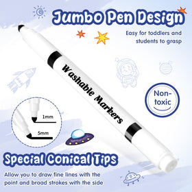 Janlaugh washable markers close-up showing ink test on paper
