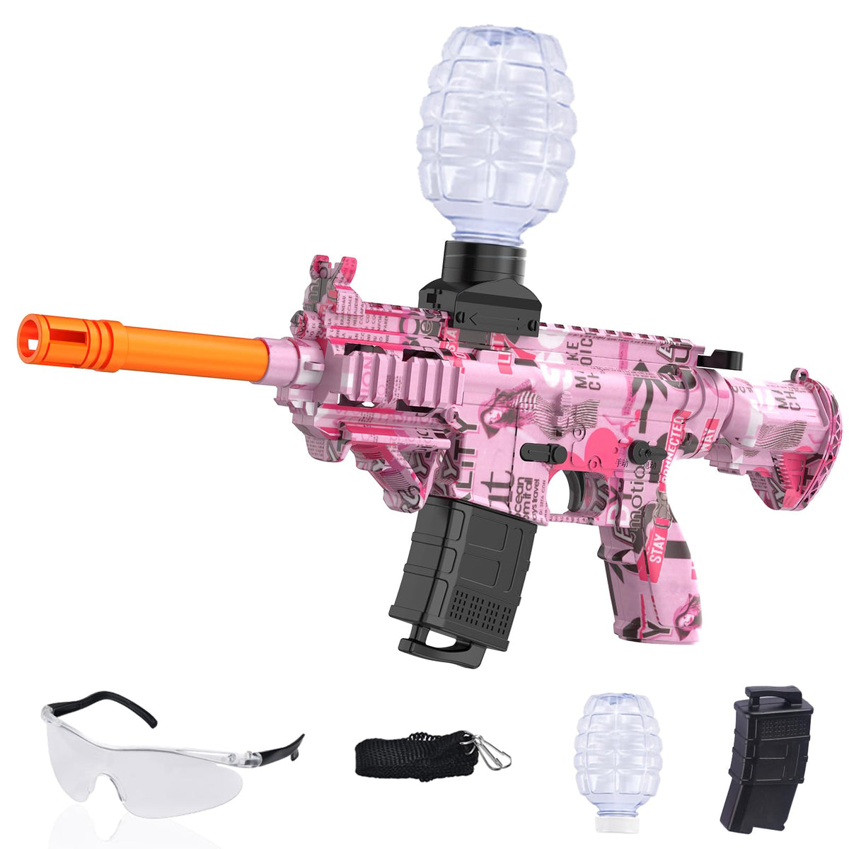 JANNIRESS electric gel ball blaster pink front view for fast outdoor battles