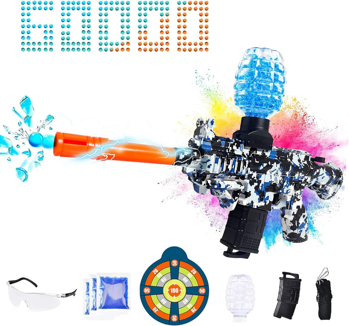 JANNIRESS Electric Splatter Ball Blaster in action during outdoor battle, safe and eco-friendly.