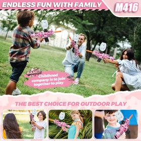 JANNIRESS outdoor summer play scene with pink blaster