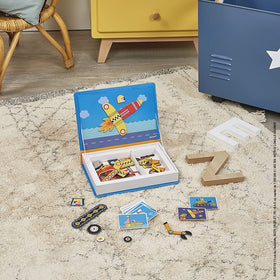 Janod MagnetiBook 18 cards to spark vehicle design ideas and storytelling.
