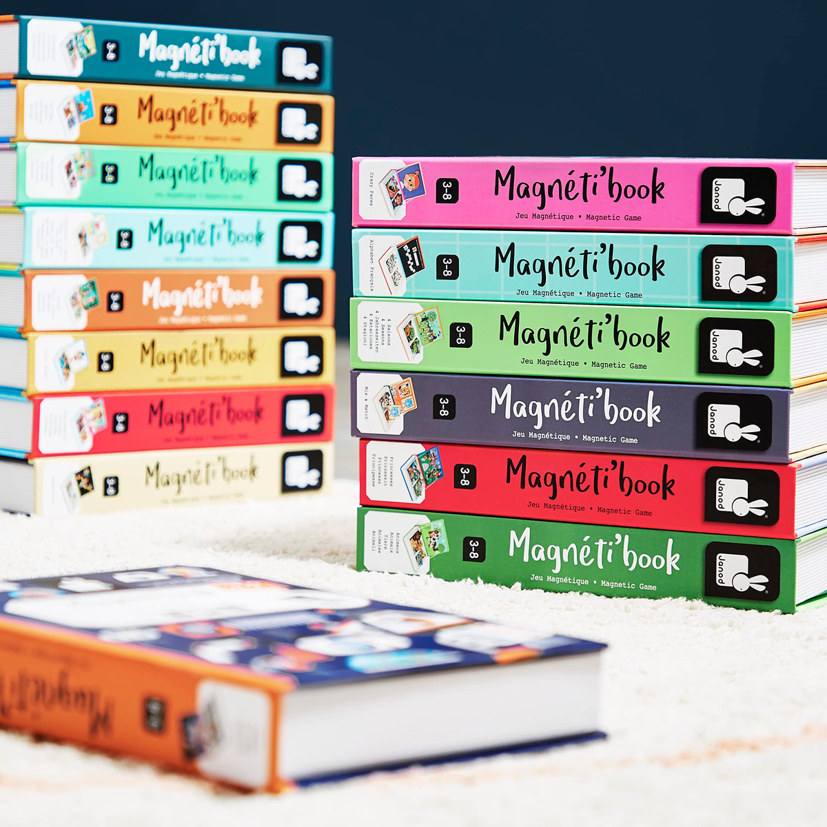 Janod Magnetibook bold colors design with France-inspired craftsmanship.