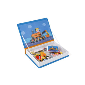 Janod MagnetiBook creative vehicle designs with colorful magnets.