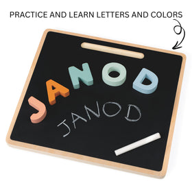 Janod Sweet Cocoon chalkboard-back invites writing practice and creative expression for kids.