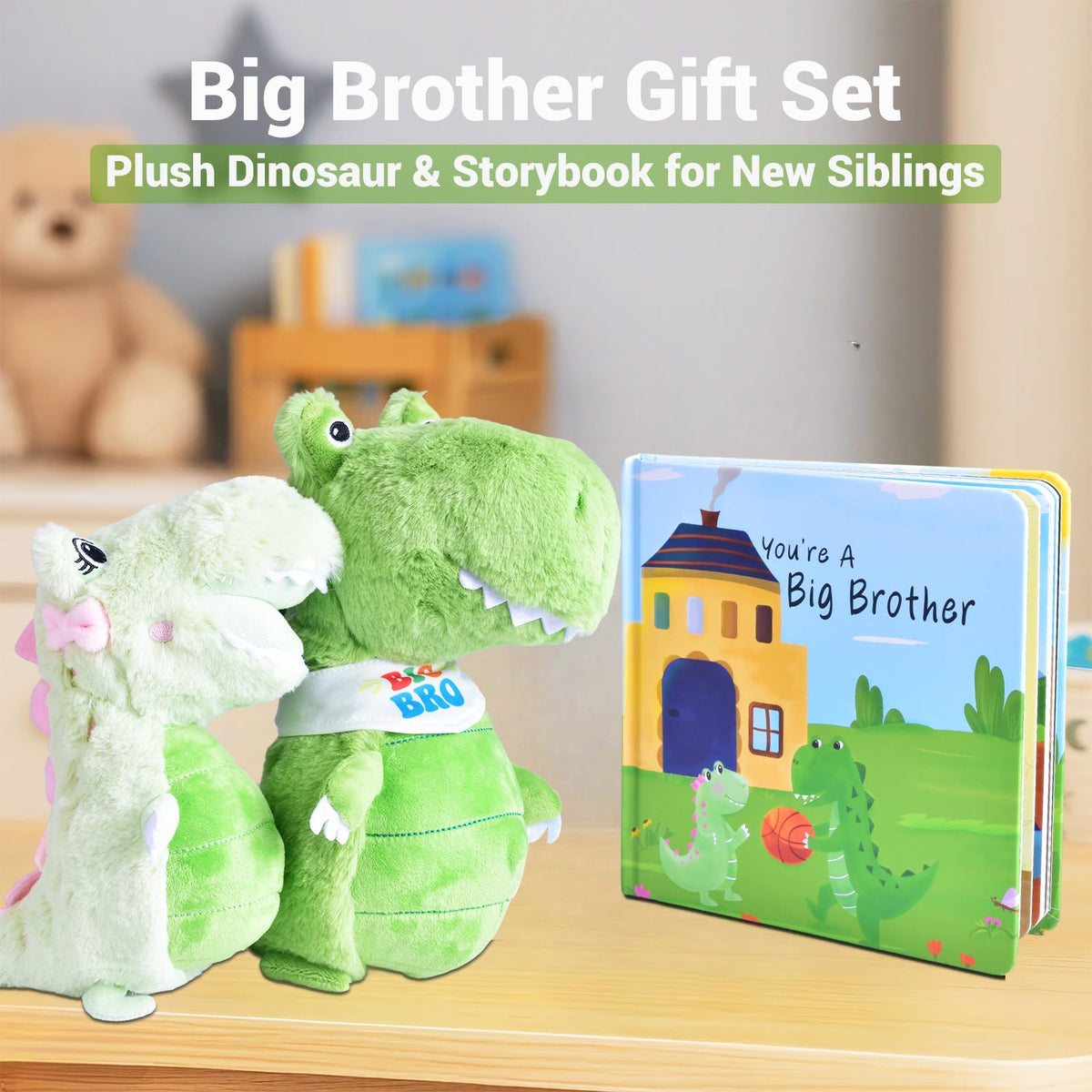 JAJOAGIA baby sister dinosaur plush provides gentle companionship for toddlers.