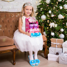 Jaolex pink handbag stores small accessories during dress-up sessions