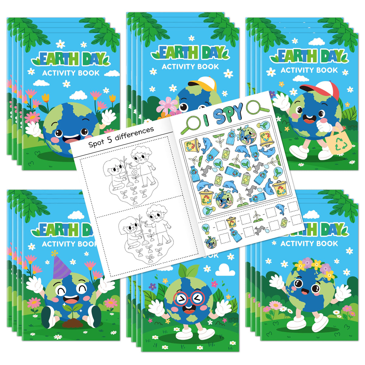 JAPBOR Earth Day coloring book set with 24 pieces, six covers, ideal for party favors.