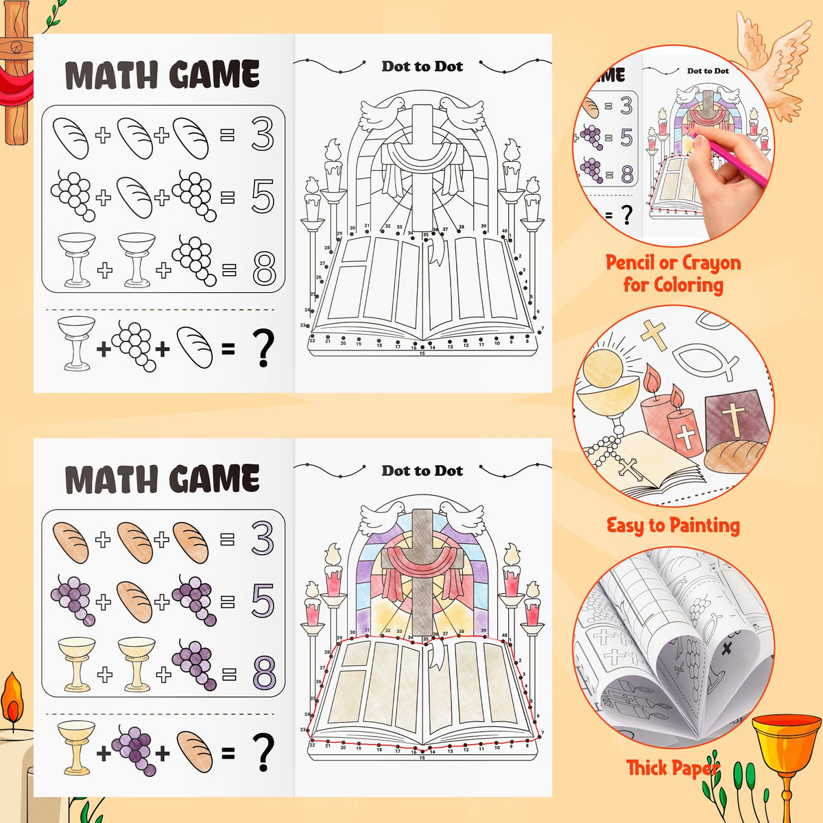 JAPBOR front and back communion elements add educational activity as kids color.