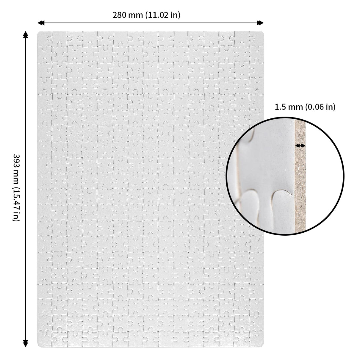 JAPCHET 300-piece white puzzle blank features glitter surface for vibrant designs.