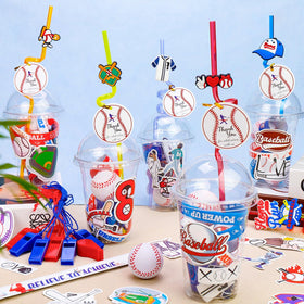 Japior Baseball Party Deluxe Pack keychains as keepsake favors.