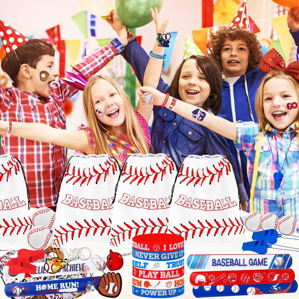 Japior Baseball Party Deluxe Pack silicone bracelets as keepsakes.