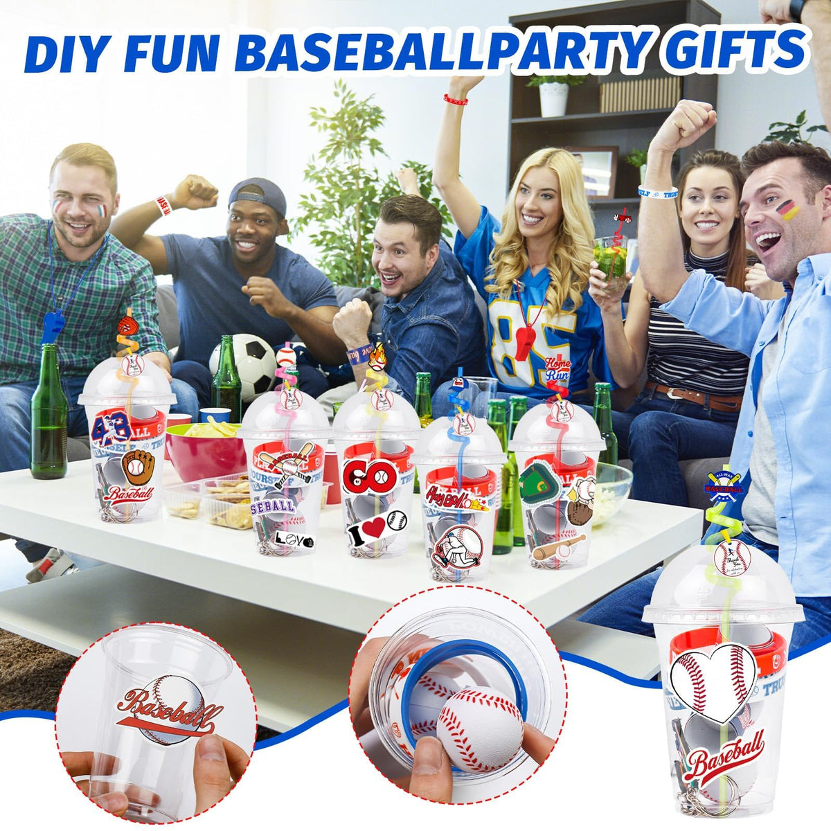 Japior Baseball Party Deluxe Pack stickers brighten goody bags.