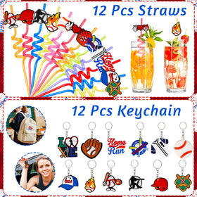 Japior Baseball Party Deluxe Pack straws for fun, sturdy sipping.