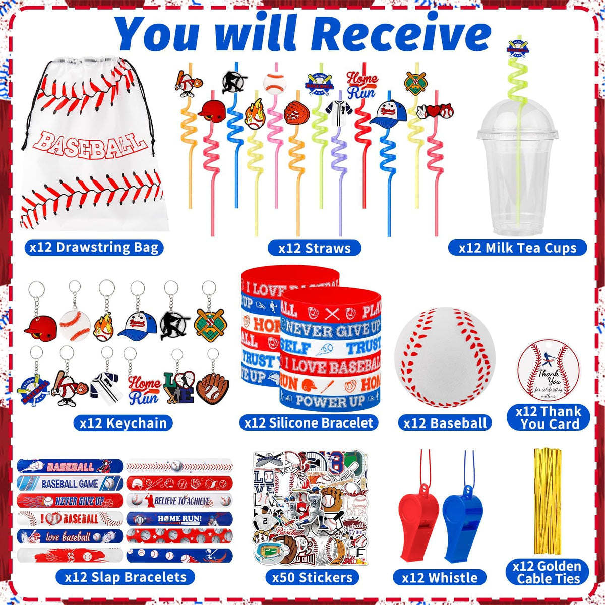 Japior Baseball Party Deluxe Pack whistles for playful game cues.