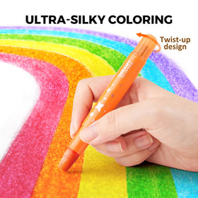 Jar Melo Glitter Crayons washable formula cleans easily from skin