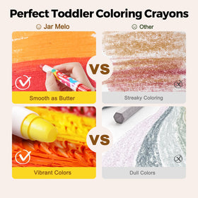 Jar Melo Jumbo Crayons twelve-color palette for vibrant toddler art