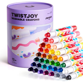 Jar Melo Jumbo Crayons 36 colors TwistJoy close-up—non-toxic and easy to grip for toddlers