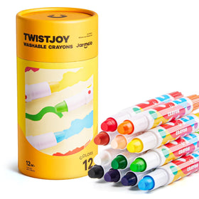 Jar Melo Jumbo Crayons pack front view with bright colors for toddlers' art time