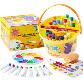 Jar Melo Kids tempera paints with 24 vibrant colors for bold art projects