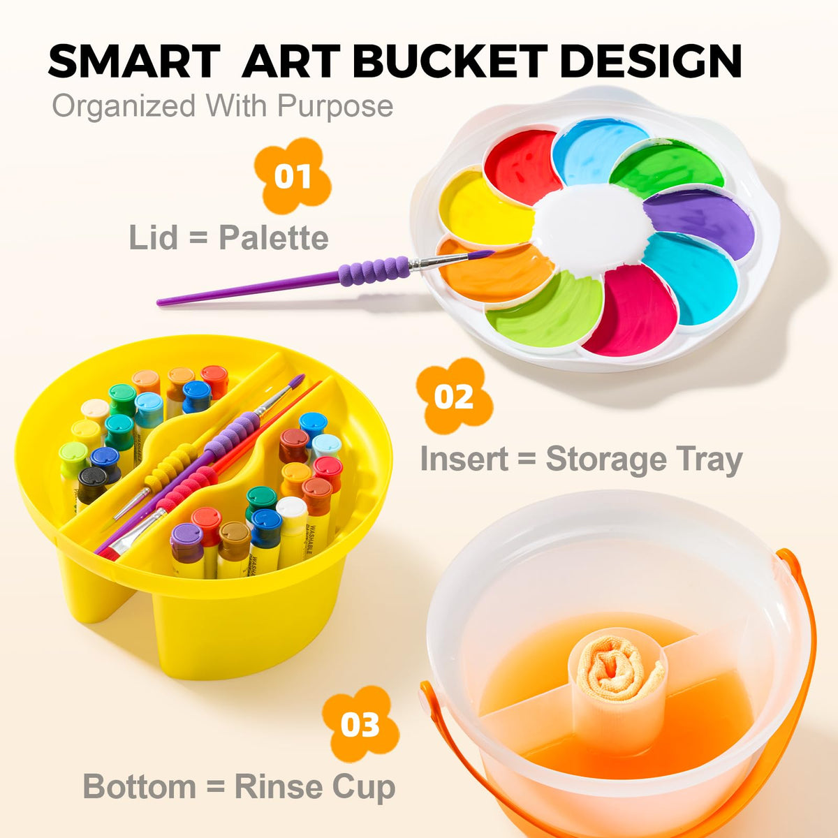 Jar Melo Kids tempera brushes for versatile strokes in crafts