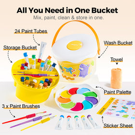 Jar Melo Kids tempera paint set included towel for hands and surfaces